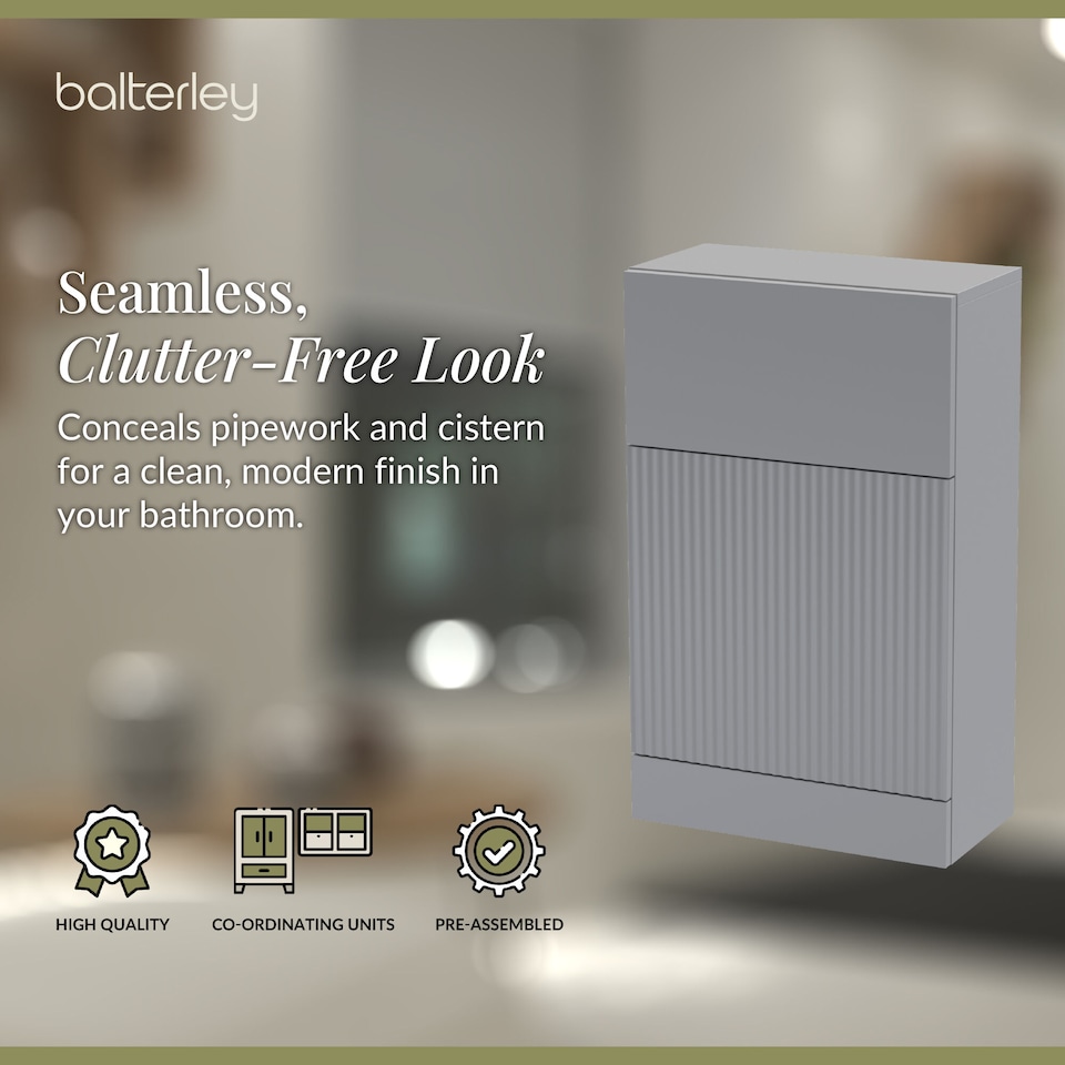 image 1 of Contemporary Fluted 500mm Floor Standing WC Unit, Satin Grey | Grey | Satin Grey | 253 x 500 x 810mm