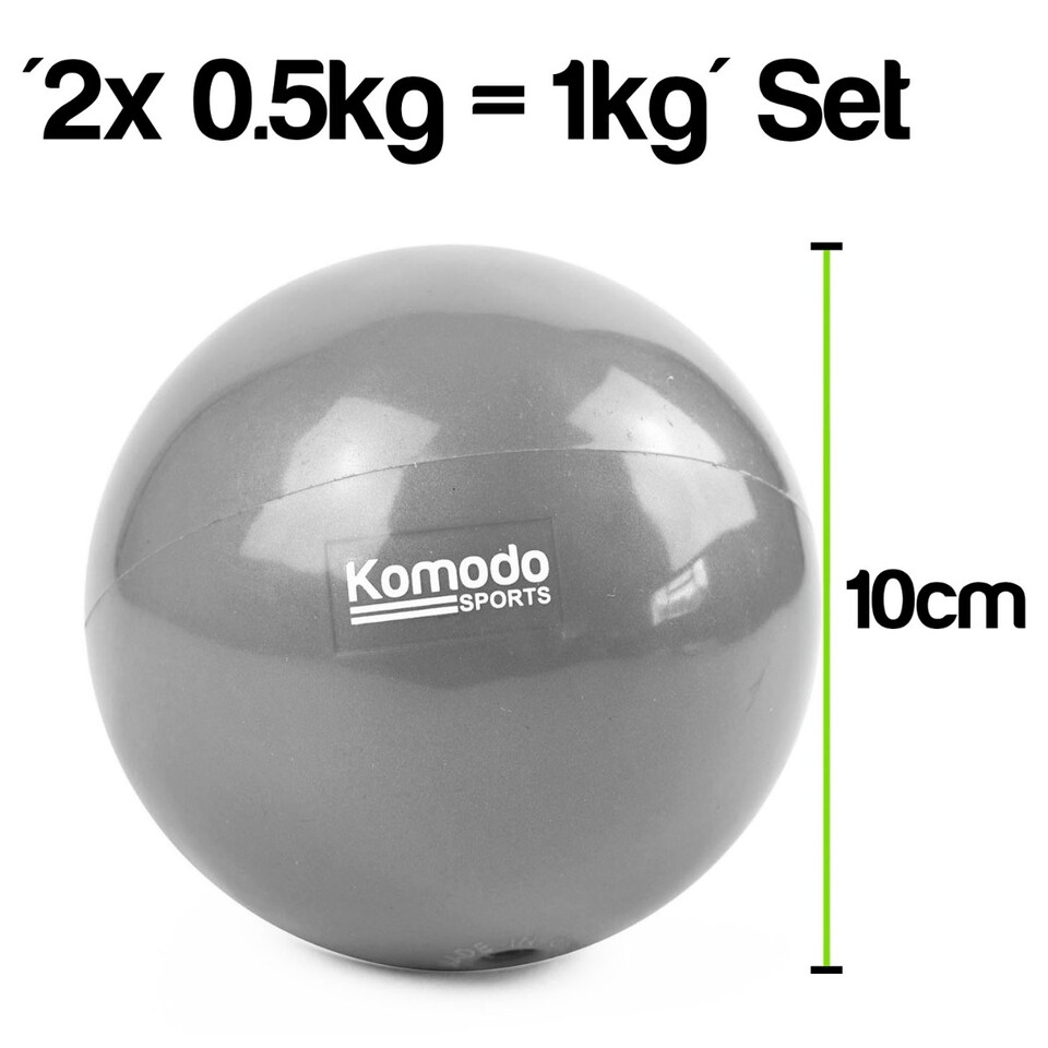 image 1 of Komodo Green Weighted Toning Balls - 2x 0.5kg