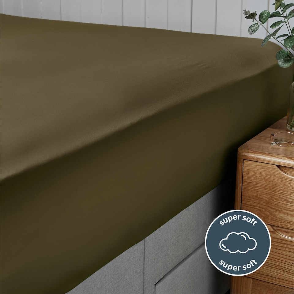 image 1 of Silentnight Supersoft Fitted Sheet Green | Olive | Single