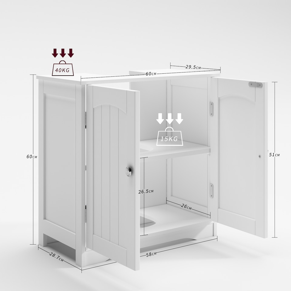 image 1 of MCC Direct Undersink Bathroom Cabinet with shelves Colarado White | White | White