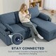 image 7 of HOMCOM Corner Sofa Bed, L Shaped Sofa with Storage Chaise, USB Ports | Blue | Blue | 205W x 136.5D x 85H cm