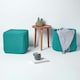 image 6 of Homescapes Teal Green Cube Cotton Knitted Pouffe Footstool