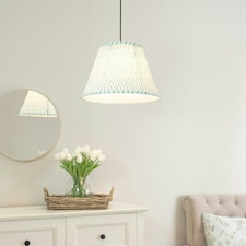 ValueLights Riza Tapered Green Arrow Fabric Pleated Easy Fit Large Lamp Shade with LED Bulb