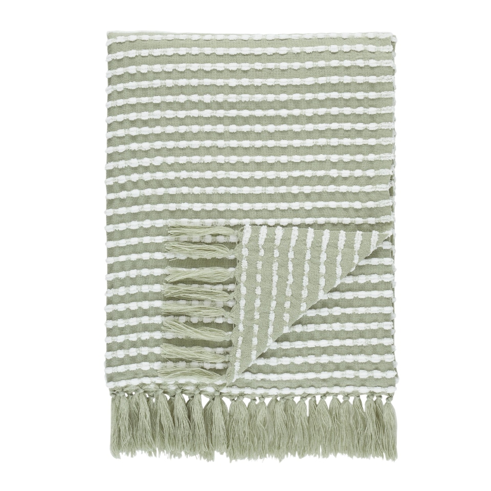 image 1 of Catherine Lansfield Stab Stitch Blanket Throw | Green | Sage Green | One Size