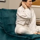 image 3 of Dolce Lounger Bean Bag Teal Green Velvet Bean Bag Chair | Green | Teal Green | XL | 1