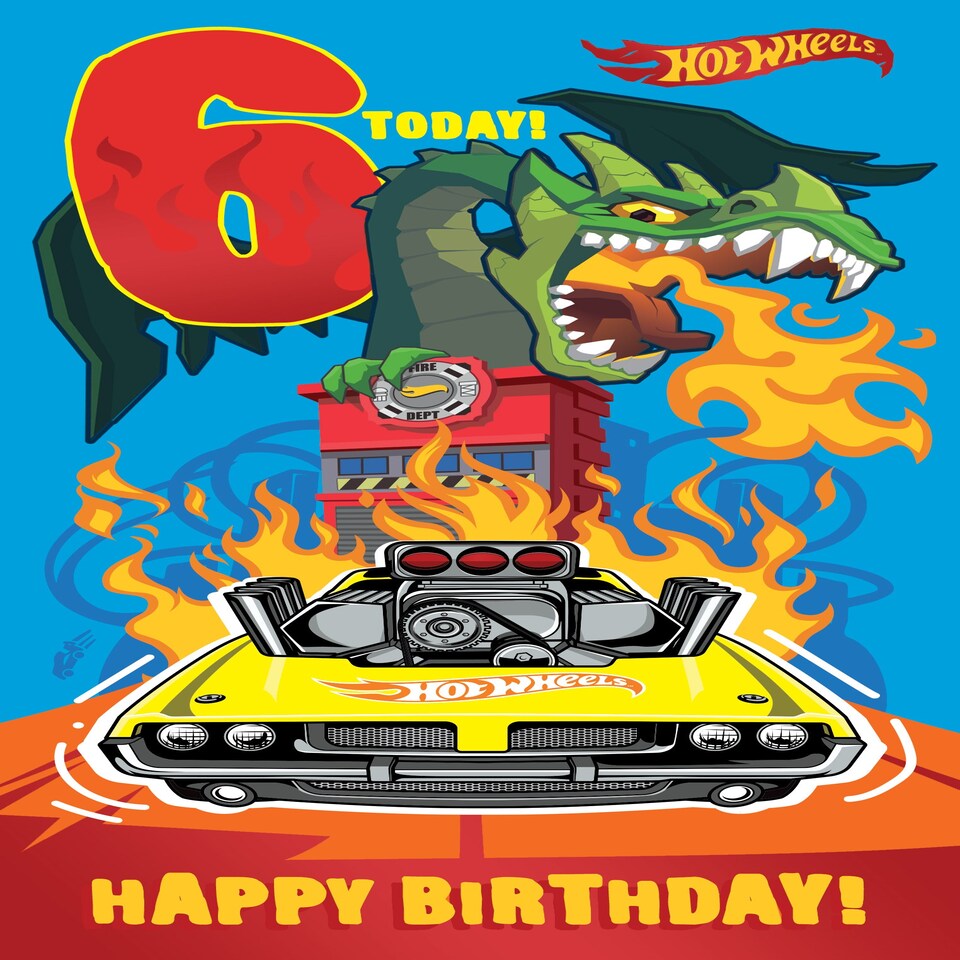 image 1 of HOT WHEELS AGE 6 BIRTHDAY CARD