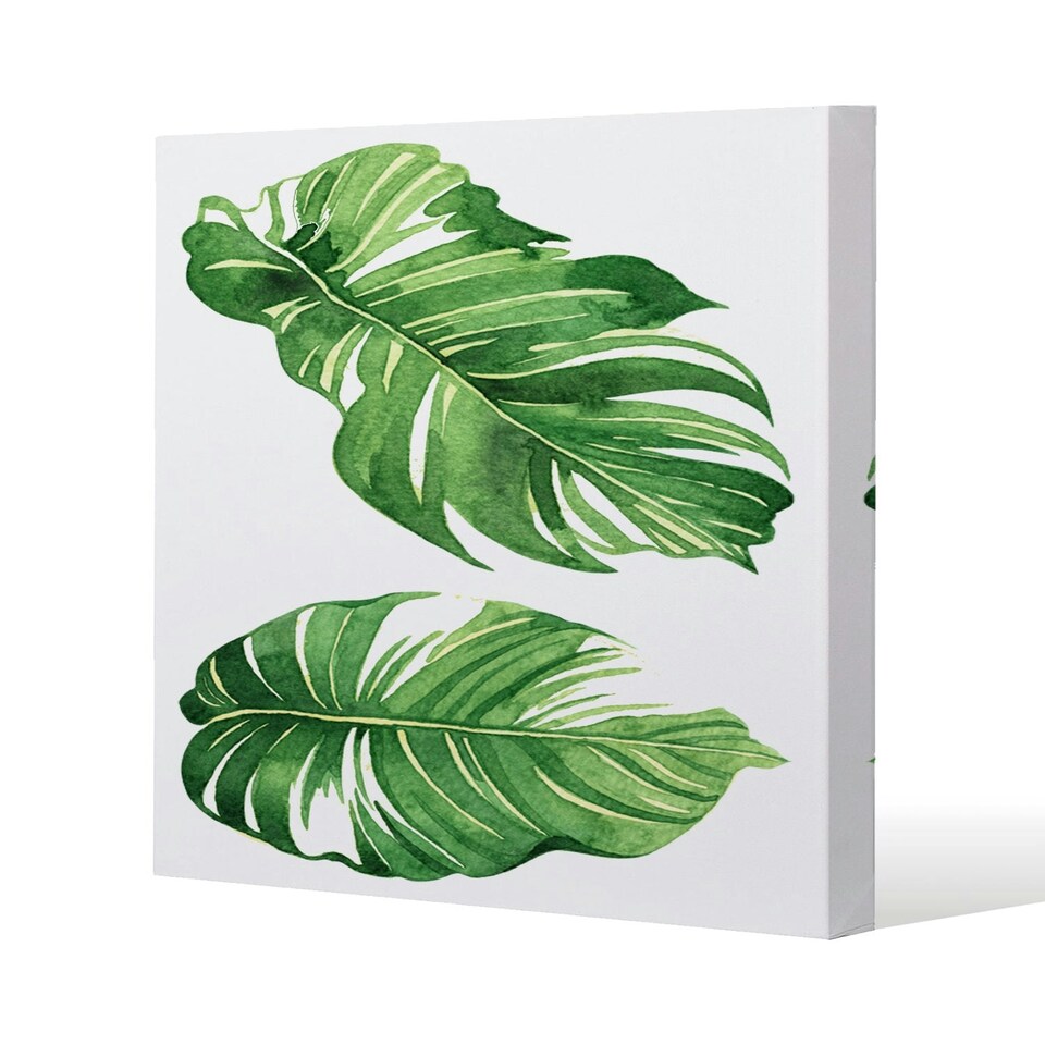 image 1 of Twin Botanical Leaves (Canvas Print) 127 x 127 x 4cm