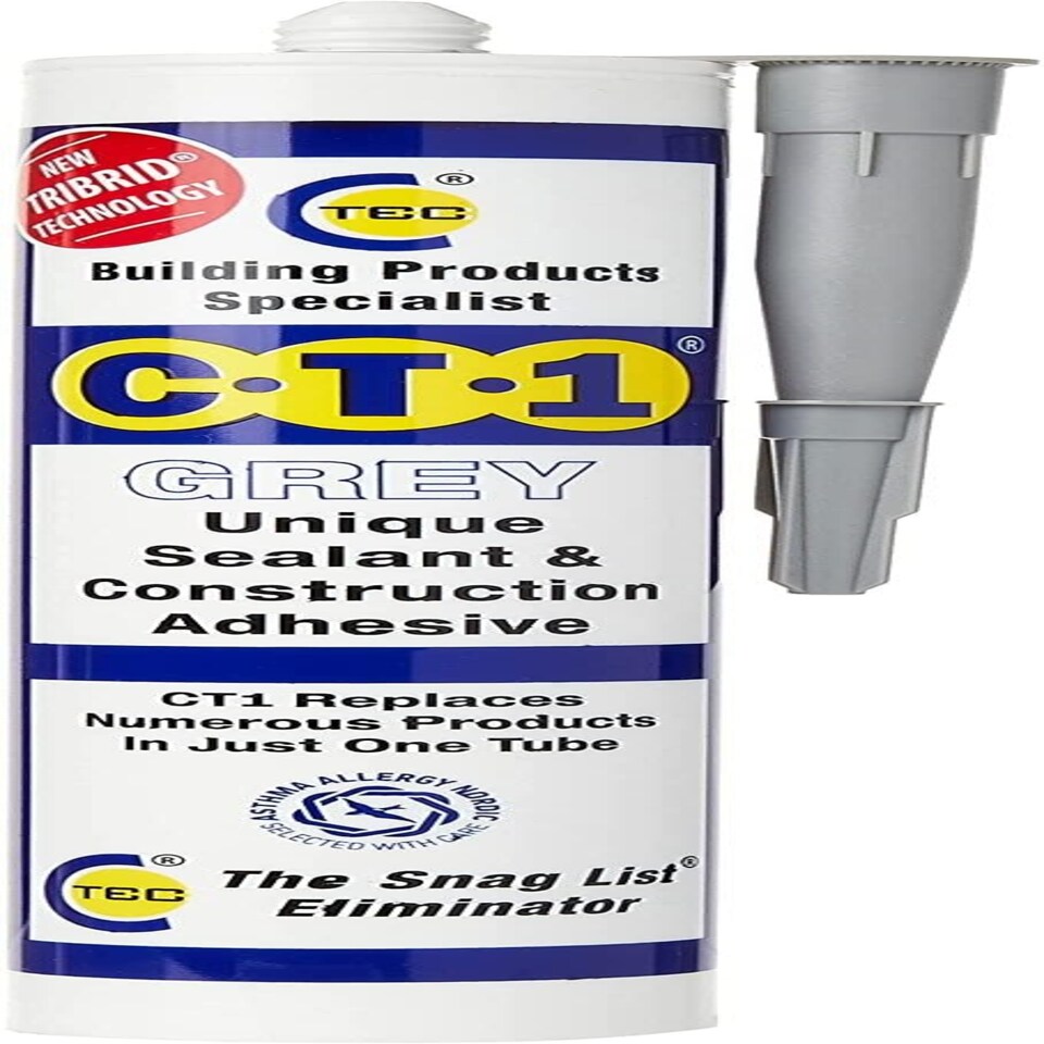 image 1 of CT1 Grey Construction Sealant Adhesive Tube for Virtually Any Material Pack 12