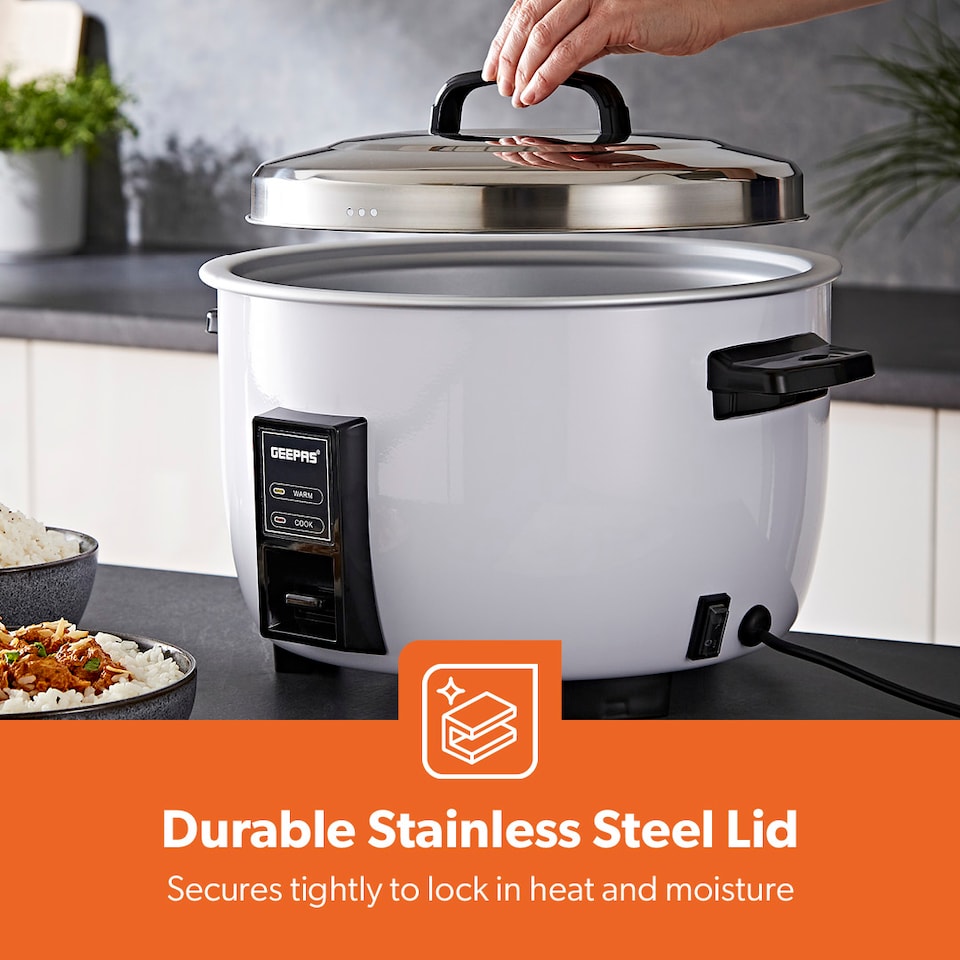 image 1 of GEEPAS 4.2L Commercial Rice Cooker Aluminium Pot 1600W White