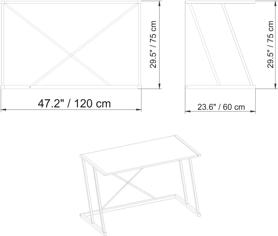 image 1 of Decorotika Anemon Metal Legs Computer and Writing Desk - W 120 cm x H 75 cm x D 60 cm