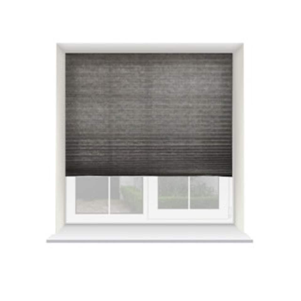 image 1 of 115cm Charcoal Grey Temporary Self Adhesive Dimout Pleated Window Blind 200cm Drop Grey | Grey
