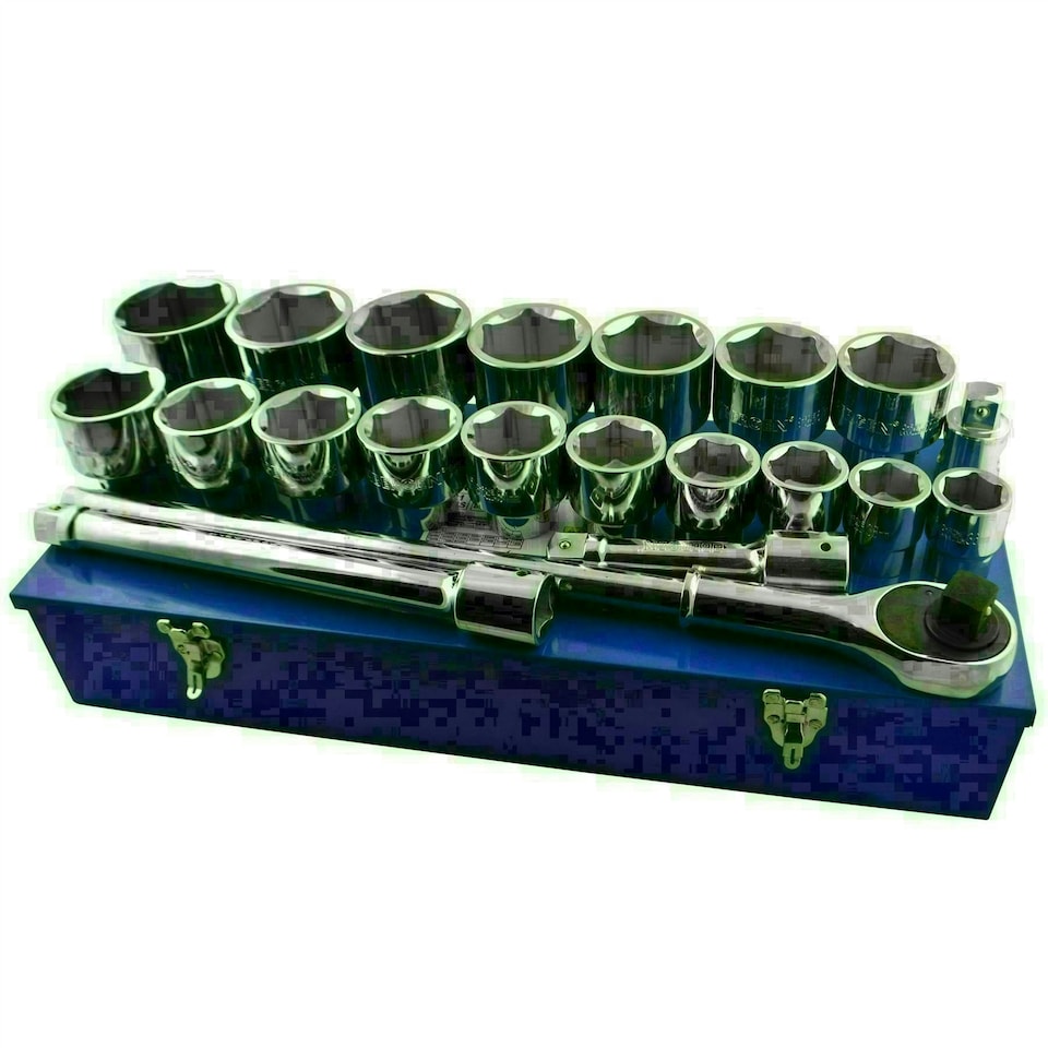 image 1 of 1" Drive Metric Socket And Accessory Set Kit 30mm - 80mm 6 Sided 21pc