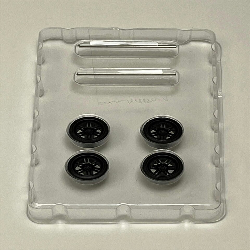 image 1 of BNDS Custom Wheel Parts Wheel and Tyre Set Flat Black 1:64 MOT Hobby BC26403FB