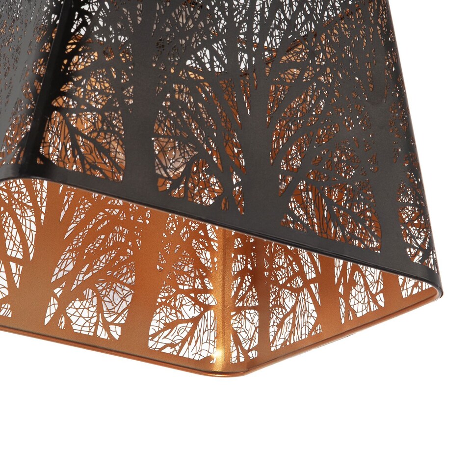 image 1 of Matte Black Tree Forest Pendant Lighting Shade with Satin Gold Inner | Black | Black | 1