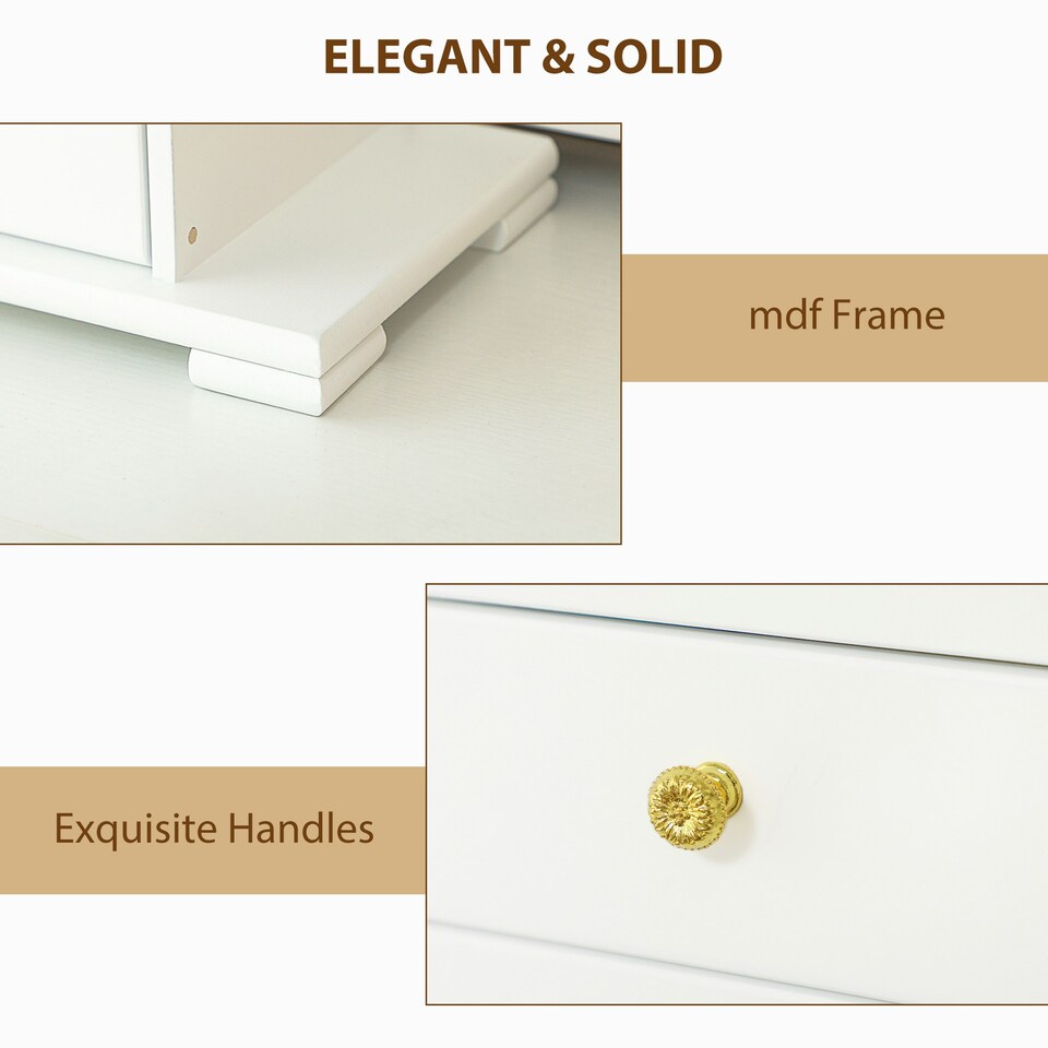 image 1 of HOMCOM 4-Tier Large Jewellery Box with Mirror and 2 Drawers, White