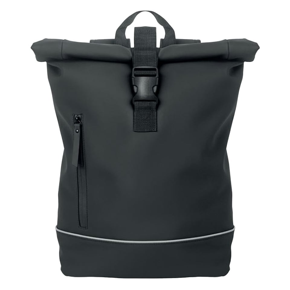 image 1 of MidOcean Laptosa Roll Top PU Laptop Backpack - Black - One Size Black