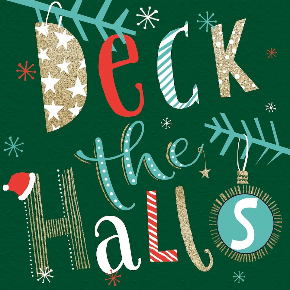 image 1 of Pack of 8 Deck The Halls In Aid of Mind Charity Christmas Cards