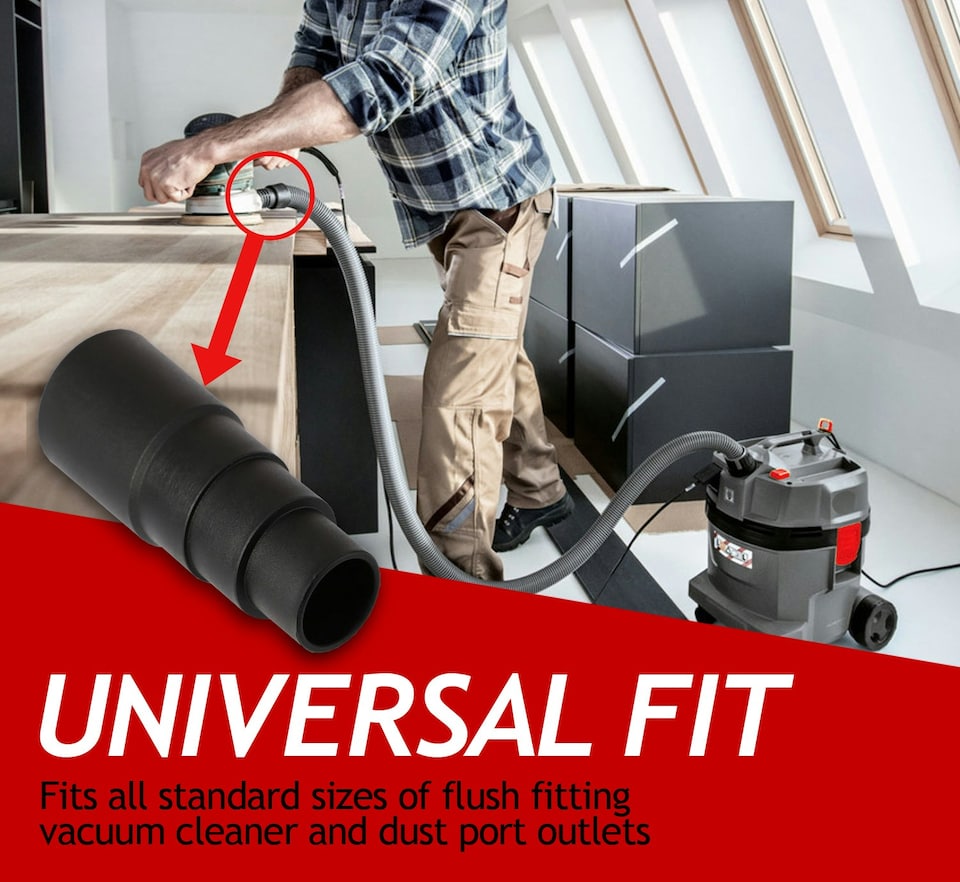 image 1 of SPARES2GO Universal Dust Extractor Hose Adaptor 32mm 35mm Vacuum Cleaner Power Tool Sander