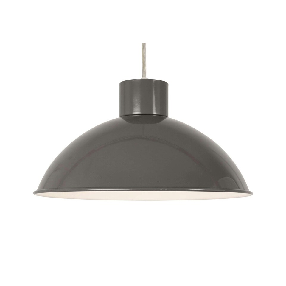 image 1 of Set of 2 Domed - Grey Easy Fit Metal Pendant Shades Grey