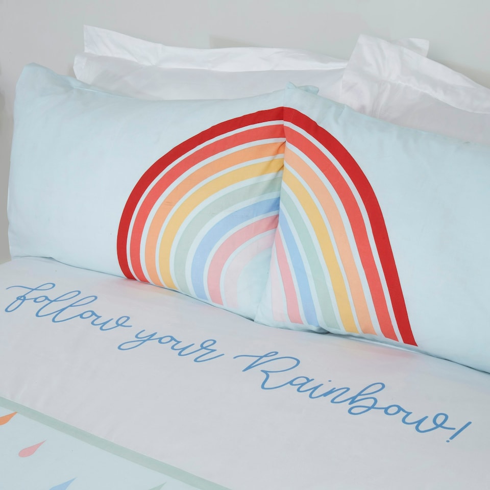 image 1 of Follow Your Rainbow Polycotton Duvet Cover Set with Pillowcase Multi | Single