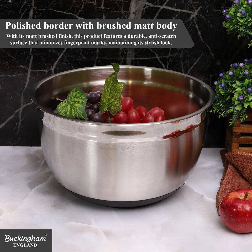 image 1 of Buckingham Deep salad Mixing Bowl with Black Silicone Base 26 cm , 5.2 Litre