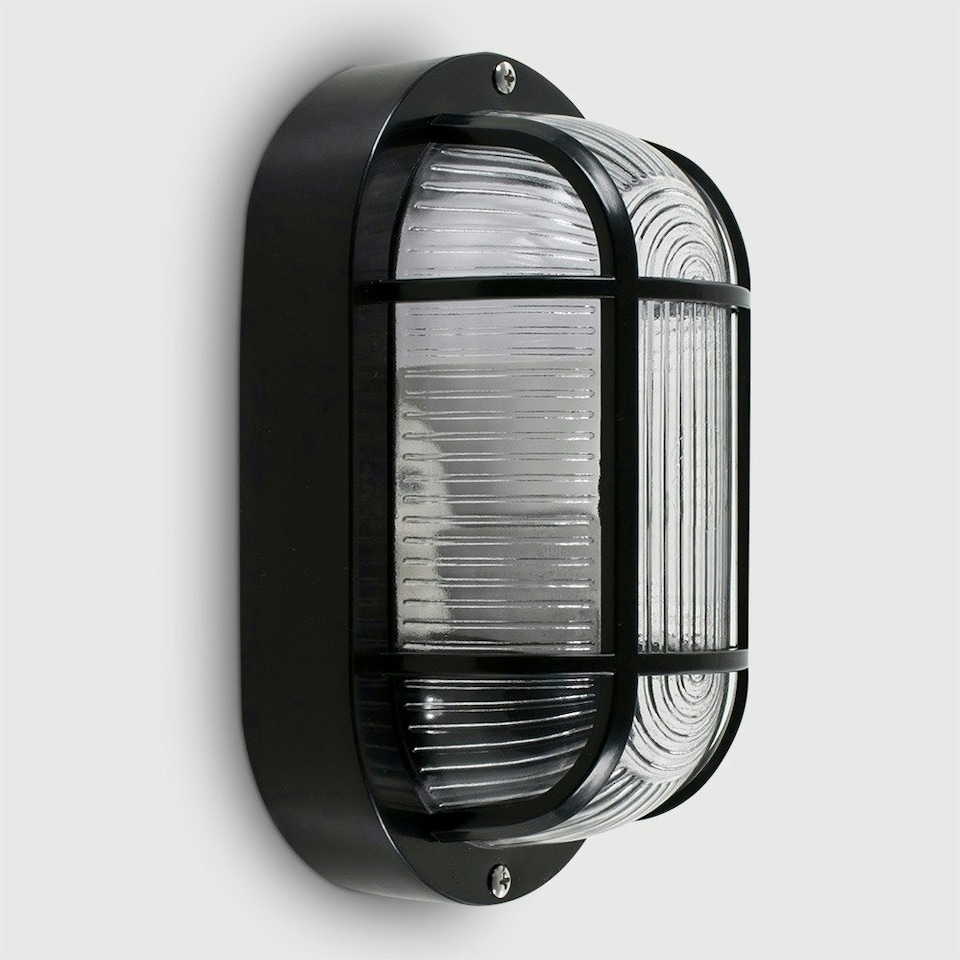 image 1 of ValueLights Carnforth Bulkhead light Matte Black Bulkhead Light and E27 Candle LED 4W Warm White 3000K Bulb | Black