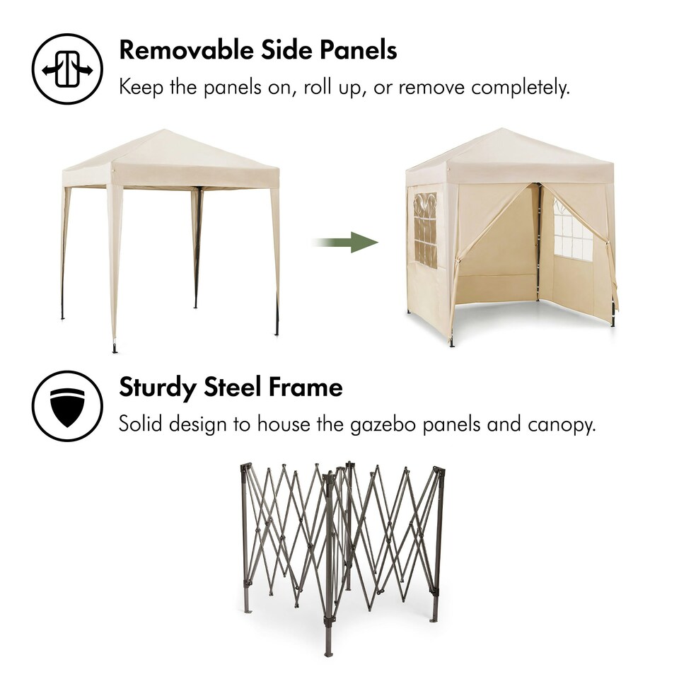 image 1 of VonHaus Pop Up Gazebo 2 x 2m w/ Removable Sides Ivory