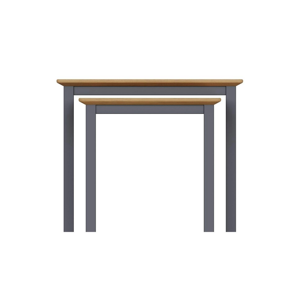 image 1 of Taberno Oak Nest Of 2 Tables Graphite Blue Blue