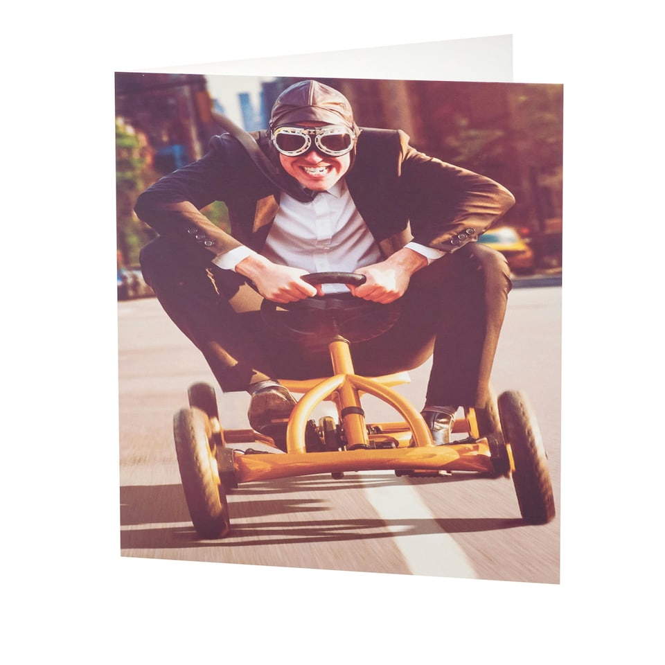 image 1 of Humour Birthday Card - Man On A Pedal Cart