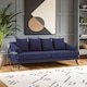 image 1 of Comfortable 3 Seater Navy Fabric Sofa, Stylish Mid Century Sofa For Bedroom, Functional 3 Seater Sofa Blue