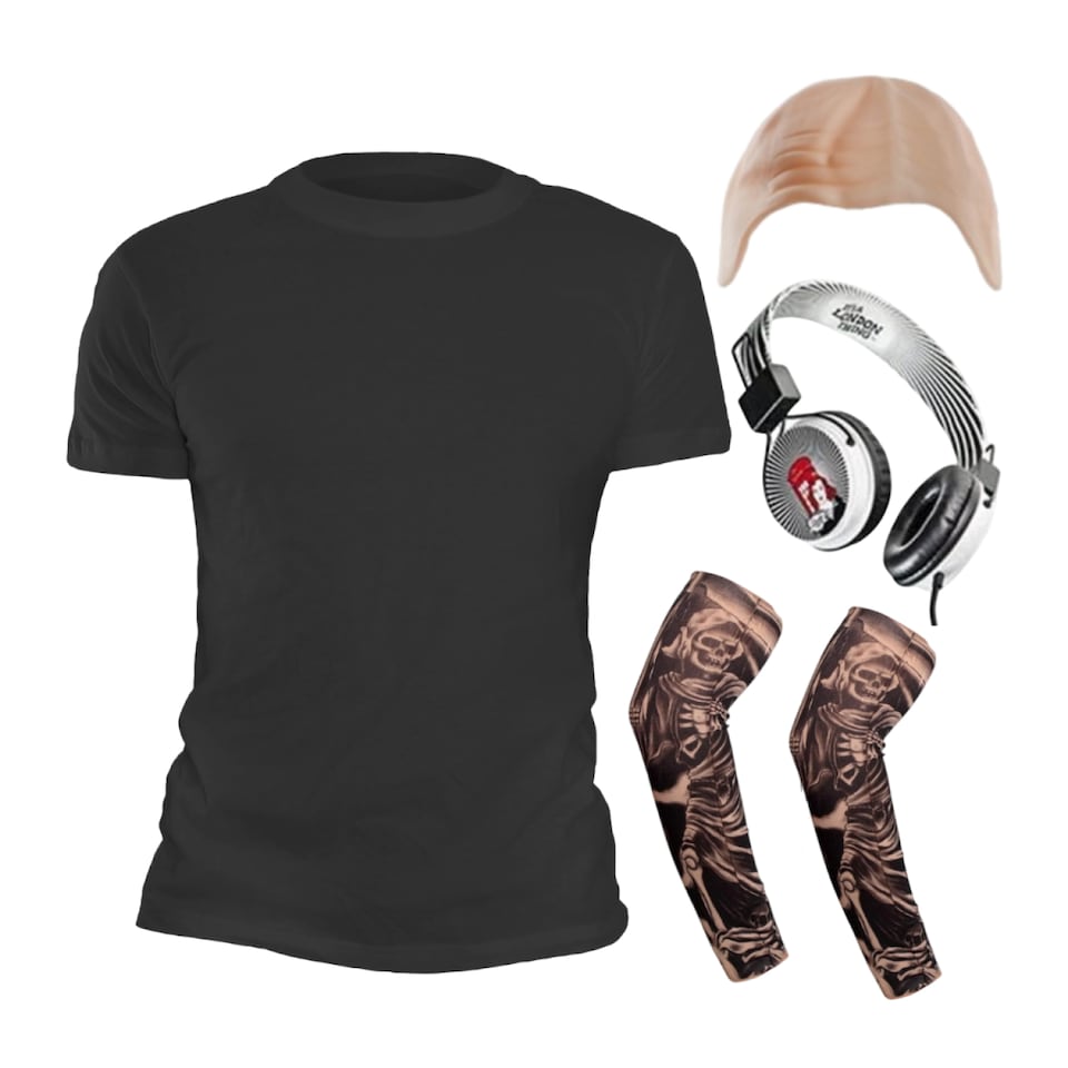 Bald Podcast Guy Costume | Black | XL