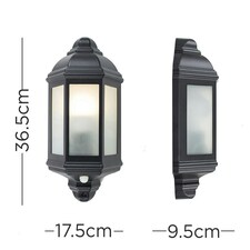 ValueLights Kayleigh Black PIR Motion Sensor Outdoor Wall Light & Warm White LED Bulb