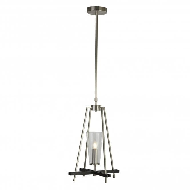 CGC Danika Satin Silver and Black Pendant Light with Glass Shade, E14 Base, Adjustable Height Multi Satin Silver and Black Height: 100 cm Width: 32 cm