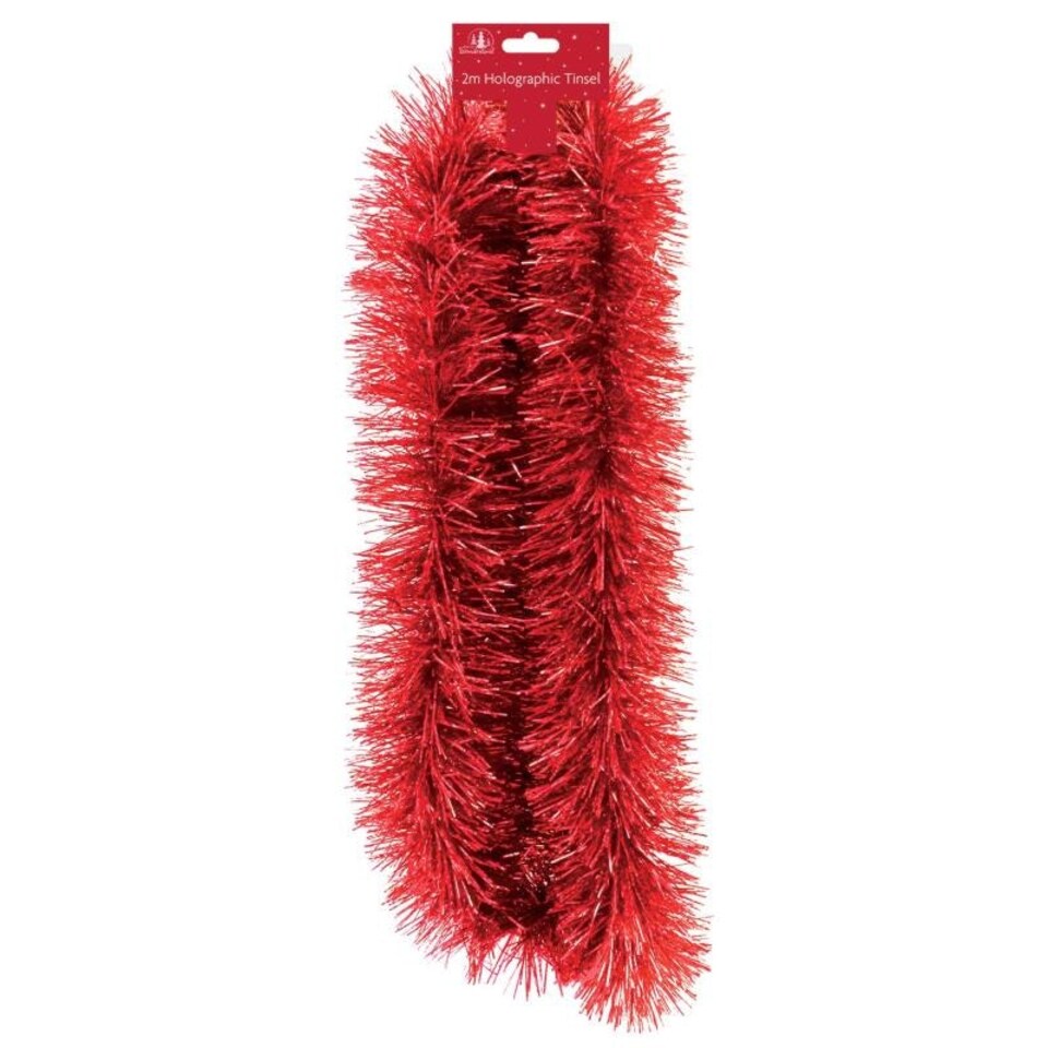image 1 of 2m Red Christmas Holographic Luxury Tinsel
