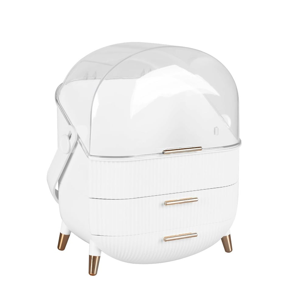 image 1 of ilus Makeup Organizer Case Drawer Portable Cosmetic Jewellery Storage Box White | White