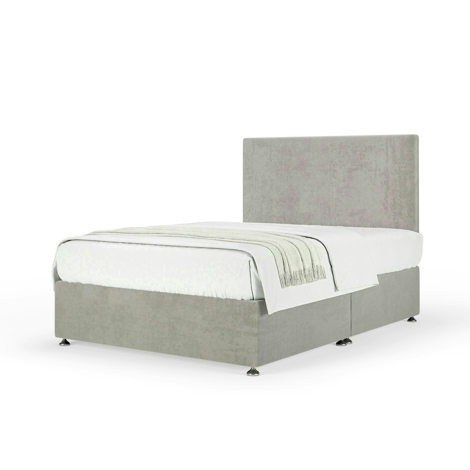 image 1 of Neptune Spring Seal Grey Naples Velvet Divan Set And Valencia Headboard Small Single