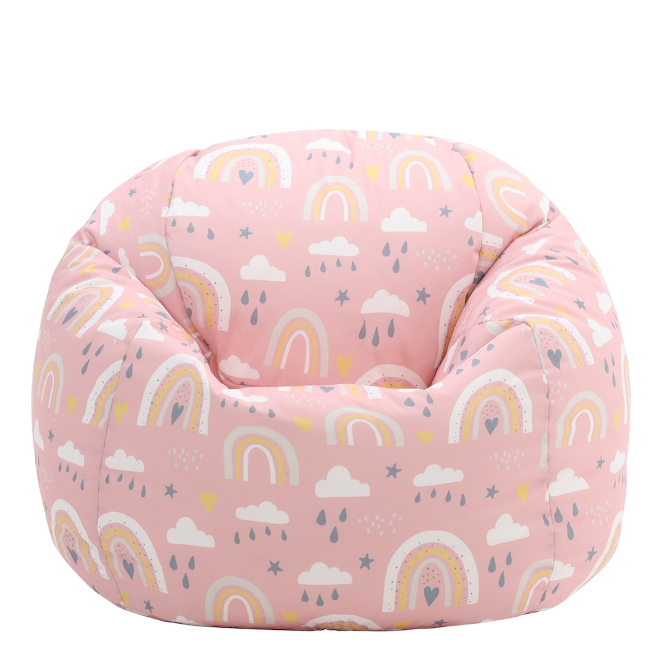image 1 of Kids Rainbow Bean Bag Chair Pink Childrens Bean Bags | Pink | Pink | 1