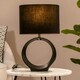 image 1 of ValueLights Tia Black Hoop Ceramic Bedside Table Lamp with a Fabric Lampshade - Bulb Included