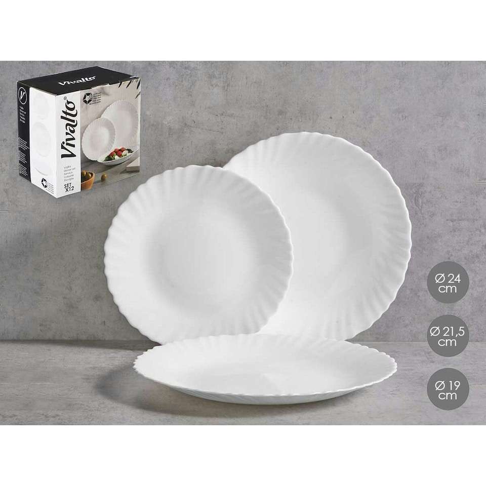 image 1 of Dinnerware Set Vivalto F-LXP95-75-F-LSP85 White Opaline glass (2 Units) N/A