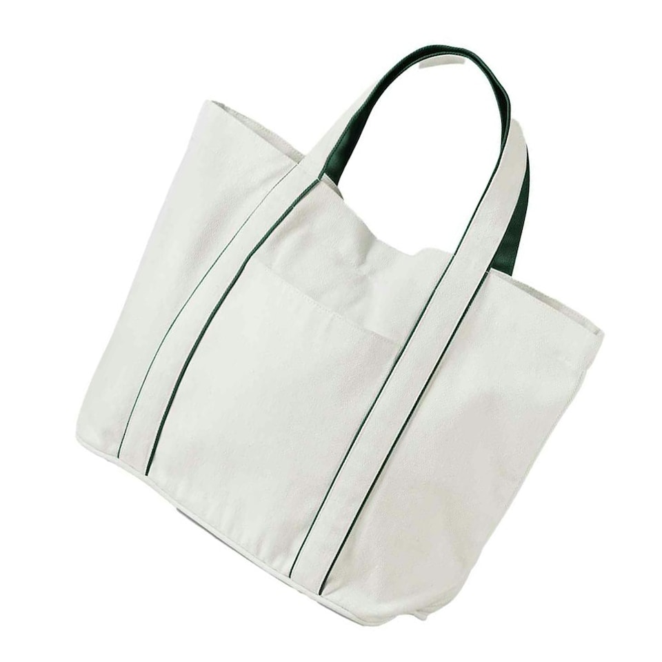 image 1 of Westford Mill Courtside Tote Bag - Soft White/Bottle Green - One Size