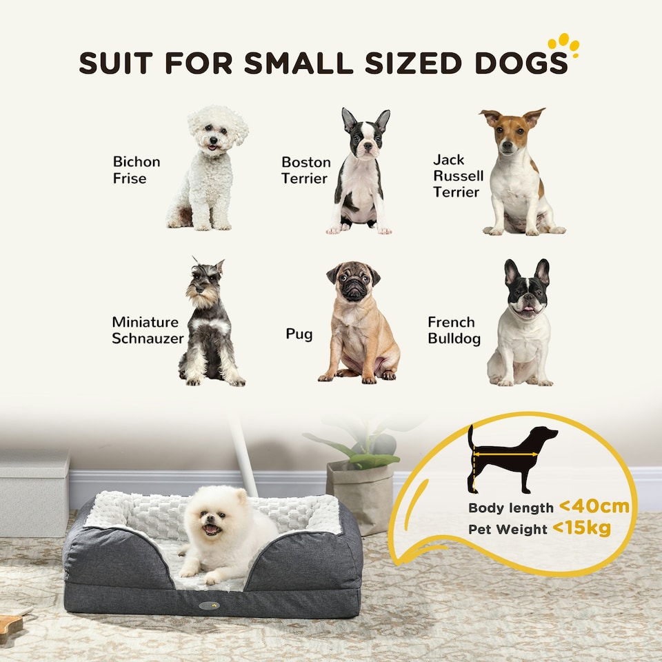 image 1 of PawHut Dog Bed Calming Pet Bed Dog Mattress for Small Dogs - Charcoal Grey