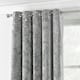 image 2 of Paoletti Verona Crushed Velvet Silver Eyelet Curtains 229 x 137cm