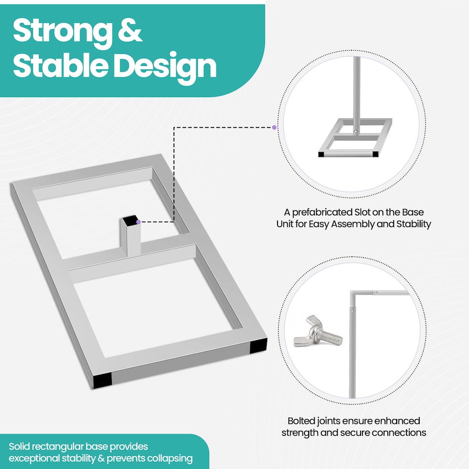 image 1 of 3x9m Silver Modular Rectangular Backdrop Stand Kit with Metal Frame - 4 Base, 14 Pipes