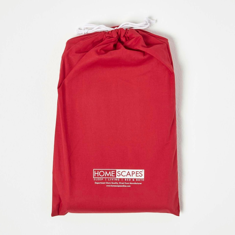 image 1 of Homescapes Red Cotton Cot Bed Duvet Cover Set - 200 Thread Count | Red | One Size