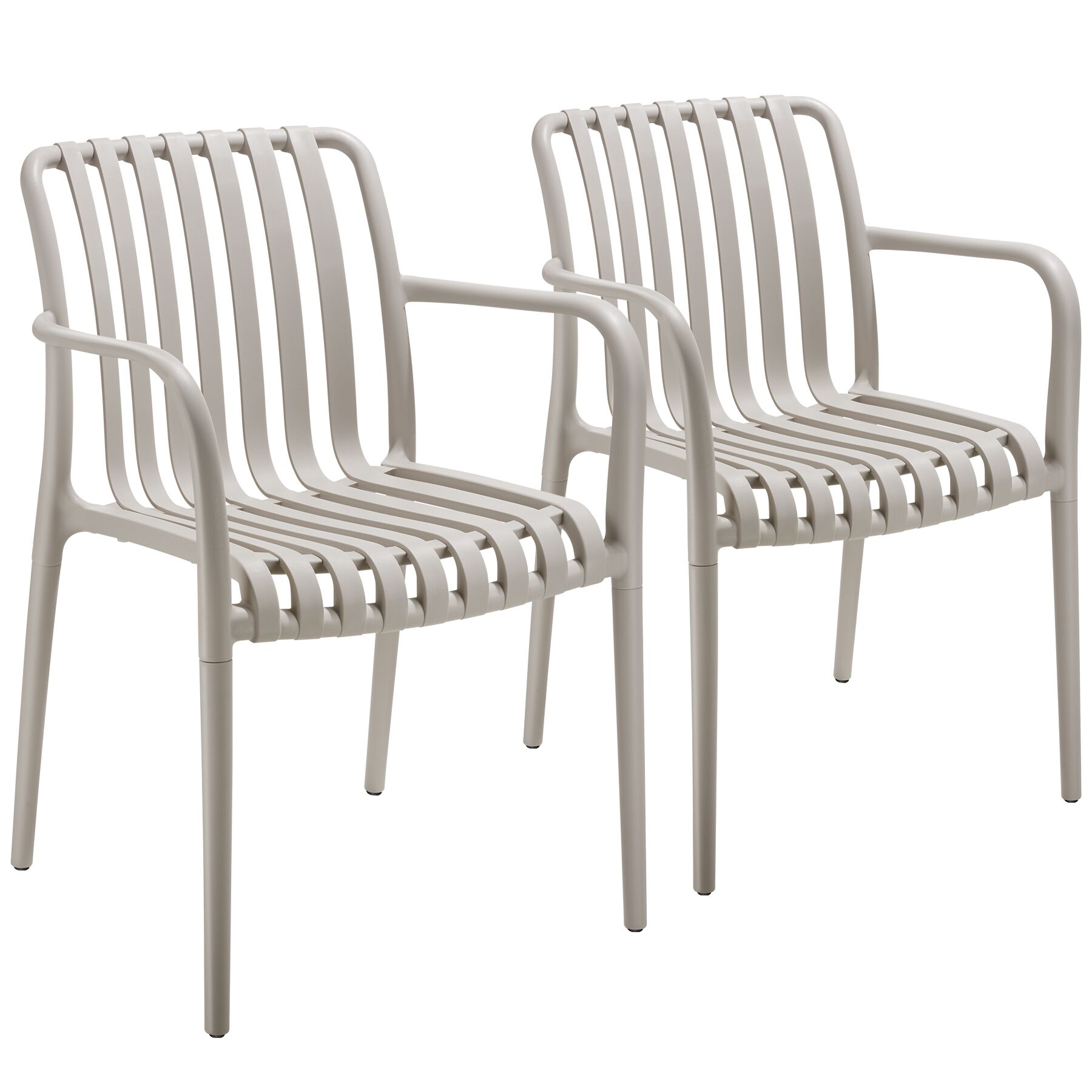 Garden Chairs Alcudia - weather-resistant, durable and long-lasting plastic | Grey | taupe | One Size | 2