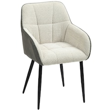 HOMCOM Accent Chair w/ Foot Pads and Chenille Fabric Arm Chair, Cream White