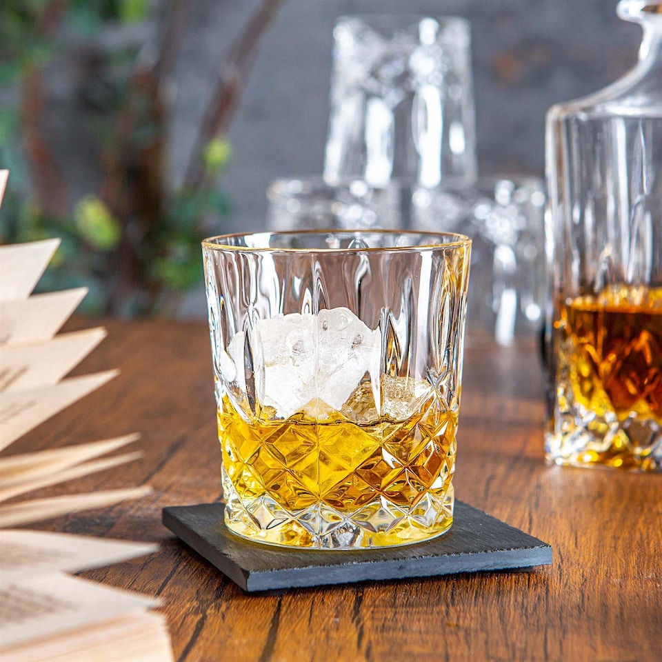 image 1 of RCR Crystal Orchestra Cut Glass DOF Double Old Fashioned Whiskey Glasses Tumblers Set - 340ml - Pack of 6 | Clear | Clear