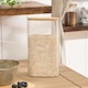 image 1 of OHS Clear Oval Storage Tub with Lid Pasta Dry Food Container Bamboo | Clear | Clear/Bamboo