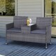 image 2 of Outsunny Rattan Chair Garden Furniture Patio Companion Love Seat Table Grey 