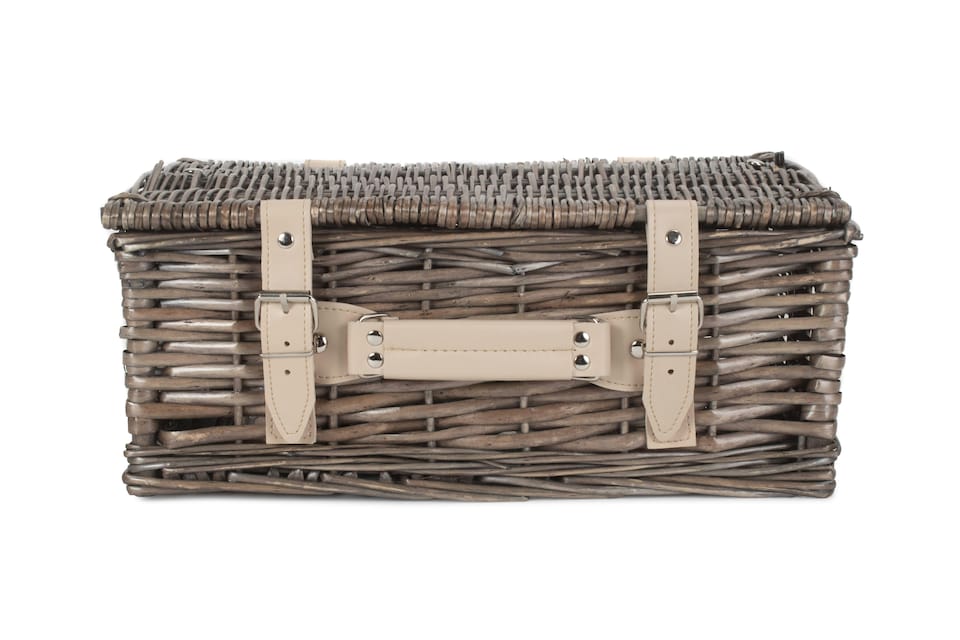 image 1 of Wicker 35cm Antique Wash Split Willow Picnic Basket Unlined | Brown | Brown | One Size